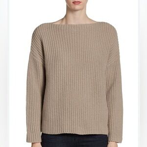 Vince Brown Boatneck Yak Wool Knit Cropped Sweater Size XS